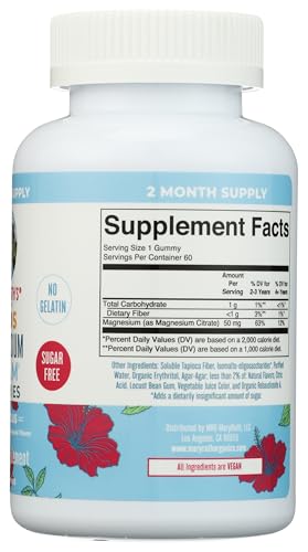 MaryRuth's Kids Magnesium Citrate Gummies vegan non-GMO label for a clean option