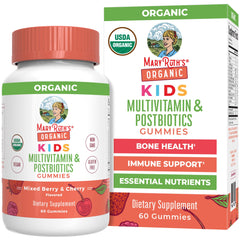 MARYRUTH'S Kids multivitamin gummies berry bottle supports daily wellness with tasty organic nutrition