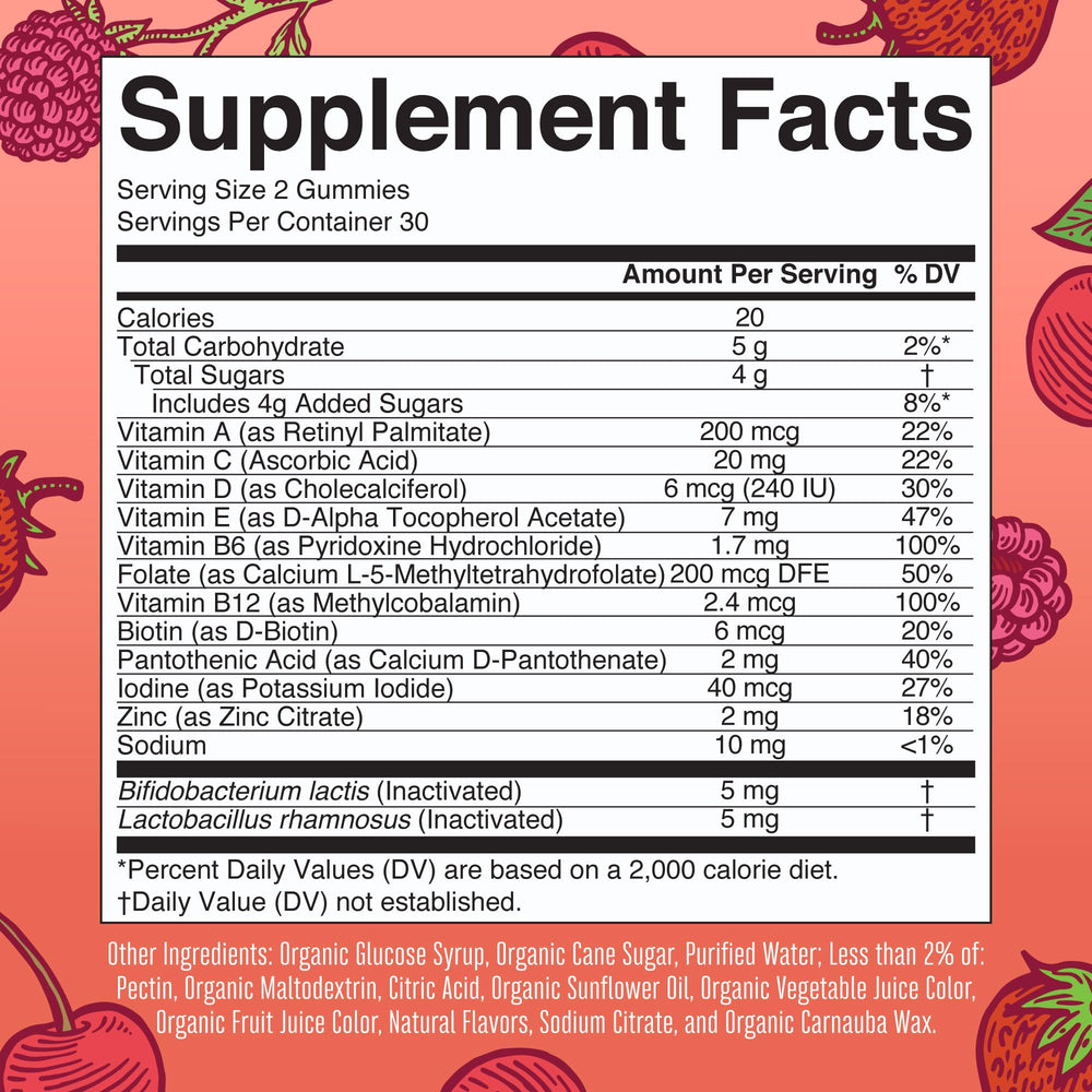 MARYRUTH'S Kids multivitamin gummies cherry bottle provides immune supporting vitamins in a kid friendly chew