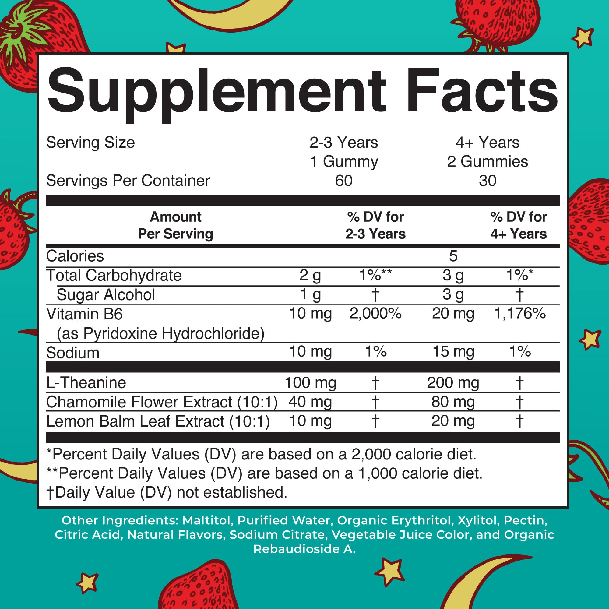 MARYRUTH'S Kids Nighttime Gummies bottle-side label highlights vegan, non-GMO, and clean ingredients.