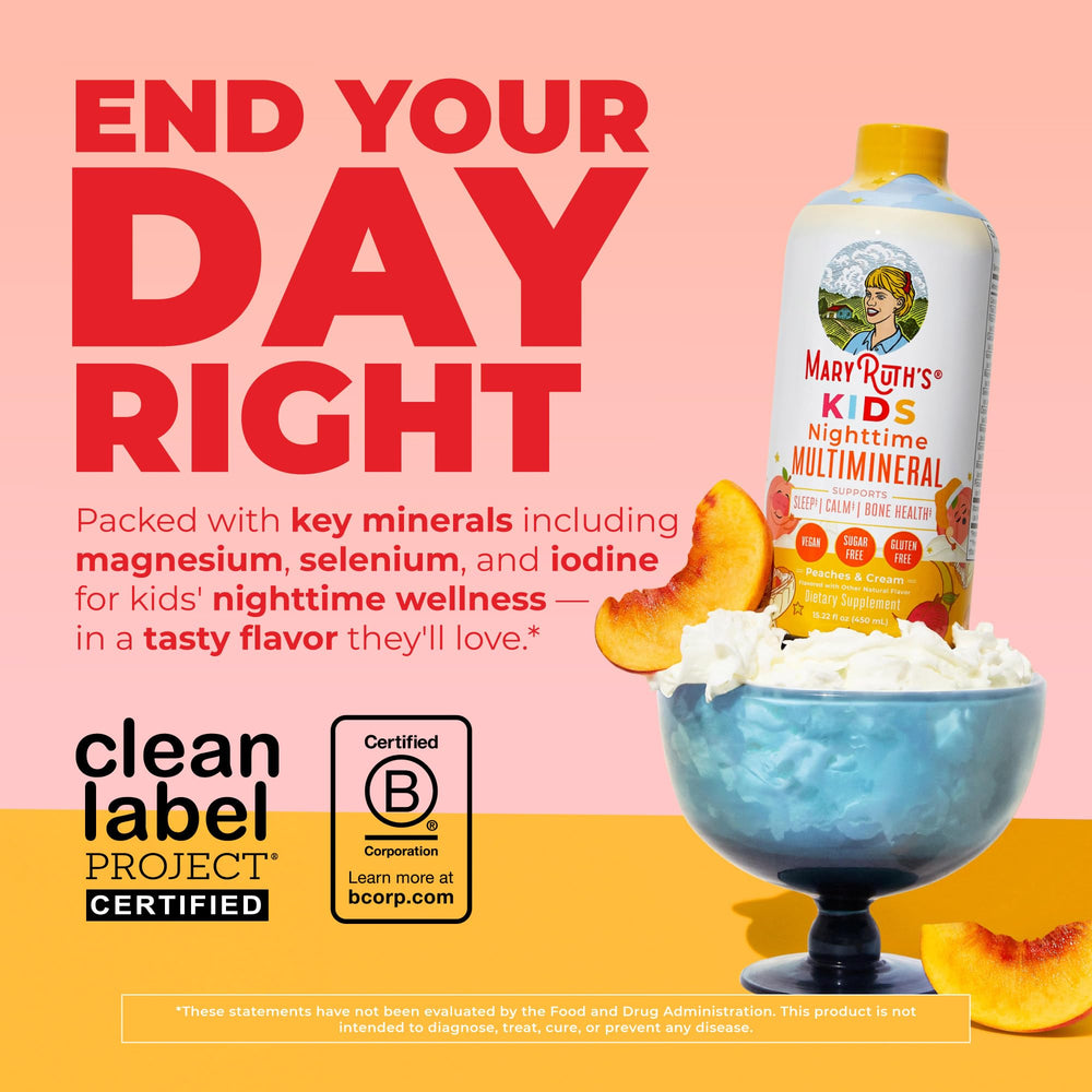 Pouring MaryRuth's Kids Nighttime Multimineral demonstrates easy nightly dosing for kids