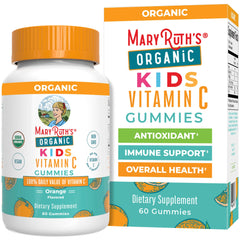 MARYRUTH'S Kids Vitamin C Gummies bottle displays orange flavor and supports immune health.