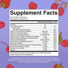MaryRuth's Kids Multivitamin label close-up highlighting vegan, gelatin-free formulation.