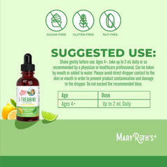 MaryRuth's L-Theanine ingredient label close-up showing vegan ingredients.