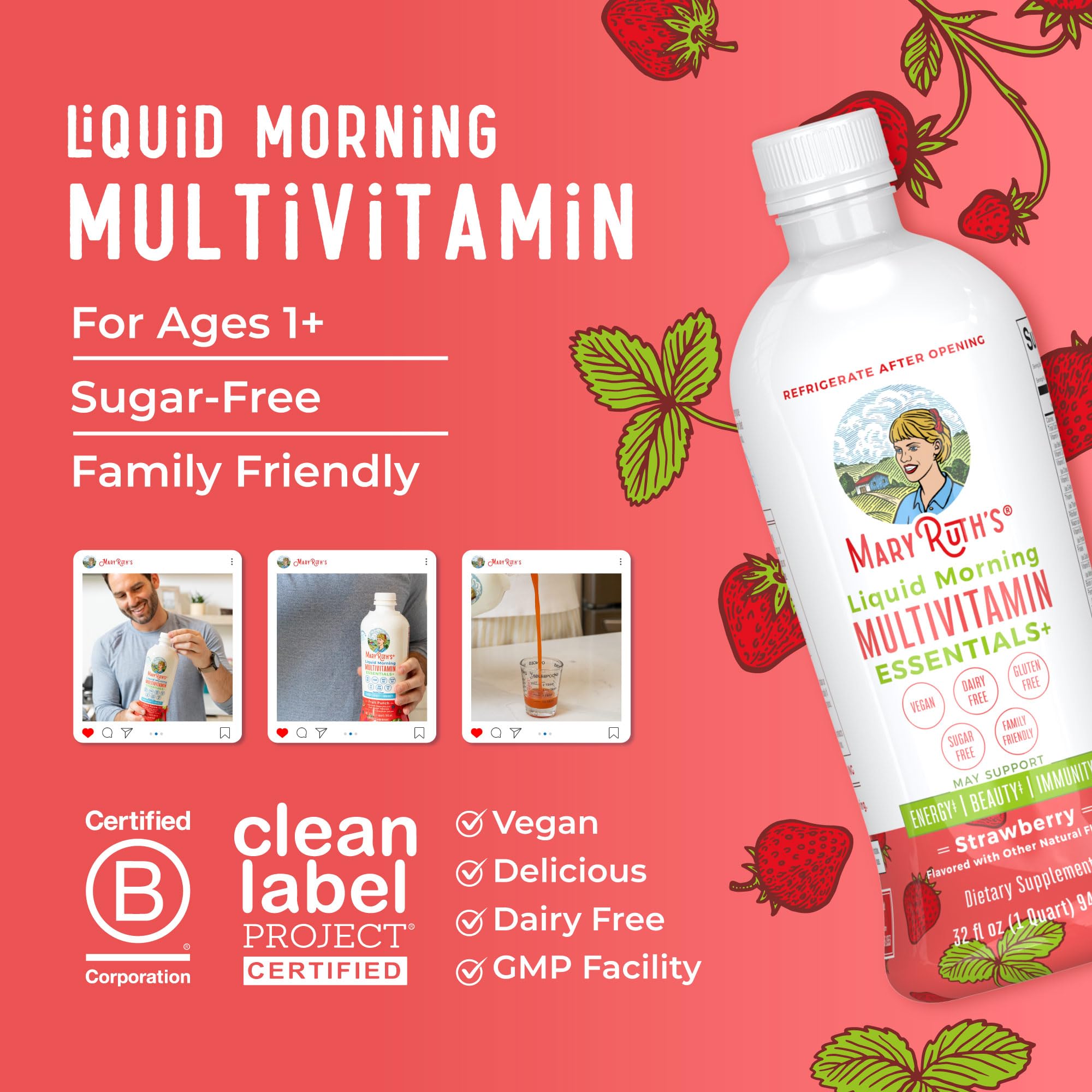 MaryRuth's Essentials+ family-friendly packaging suitable for kids and adults