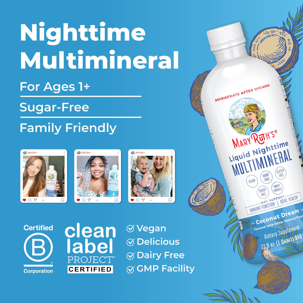MaryRuth's Nighttime bottle on a nightstand suggests easy nightly supplementation.