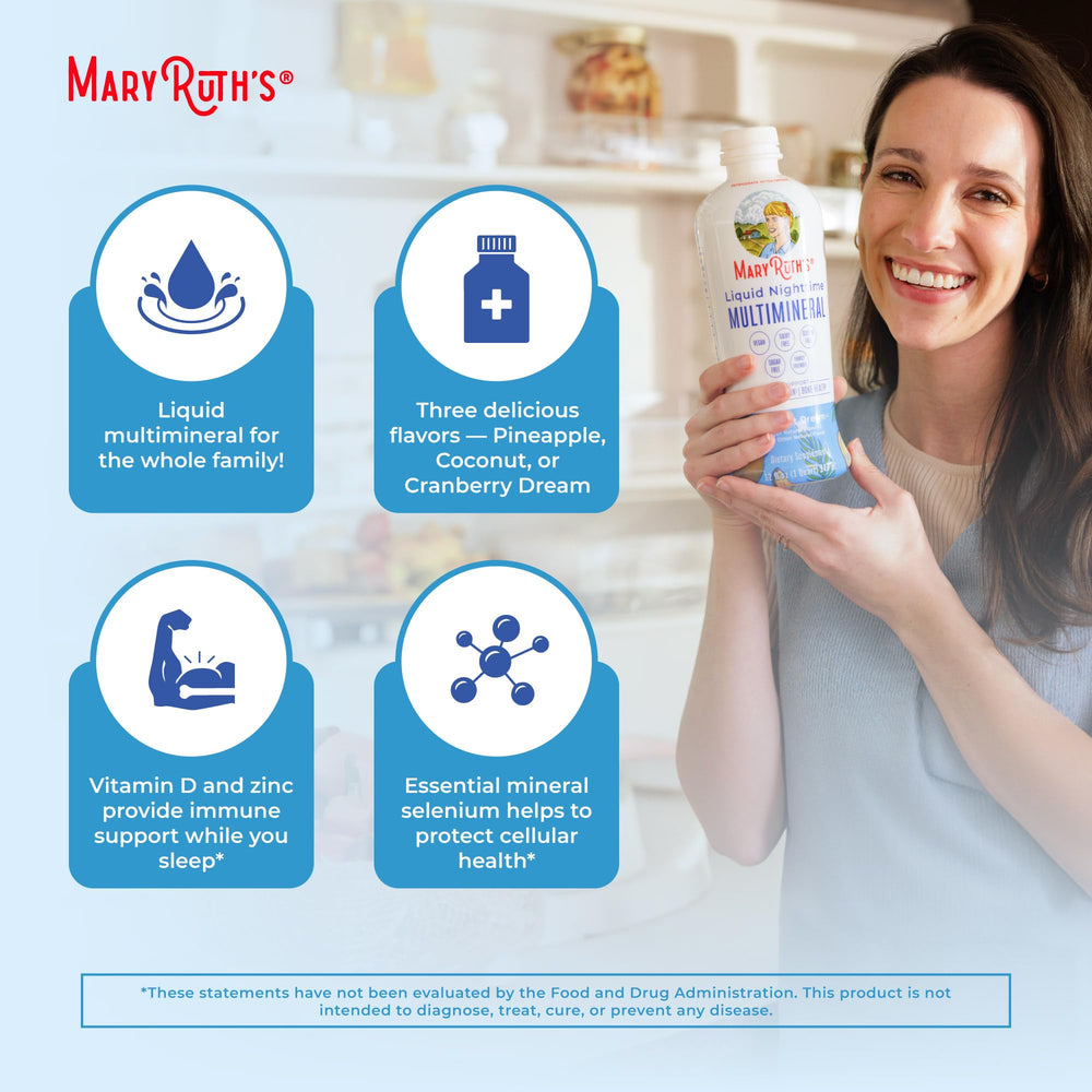 MaryRuth's Liquid Multimineral dosing syringe shows precise adult and kid dosing.