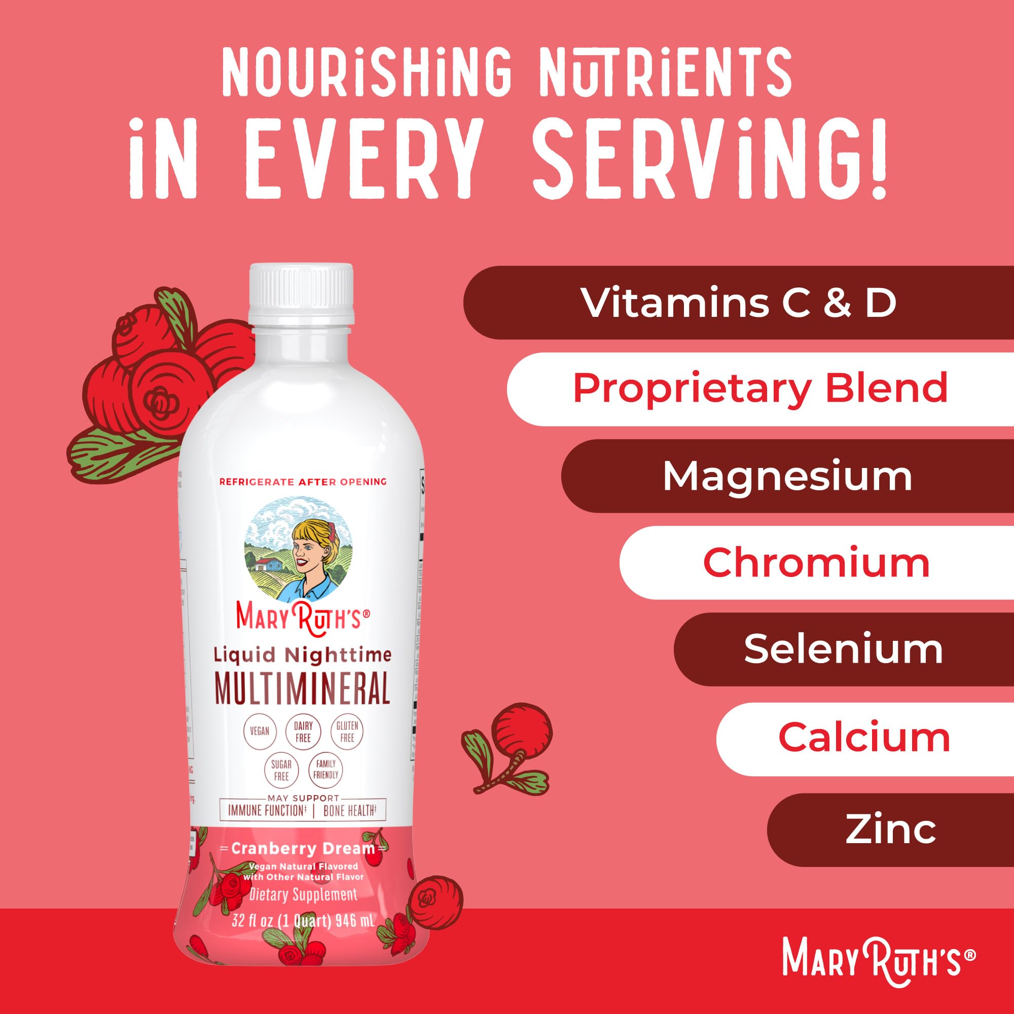MaryRuth's Nighttime Multimineral for kids demonstrates family-friendly dosing options