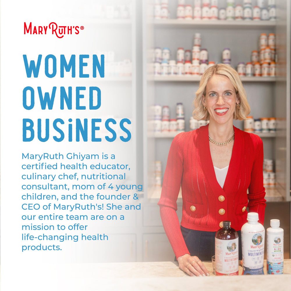 MaryRuth's Liquid Multimineral label notes gluten-free dairy-free and sugar-free attributes.