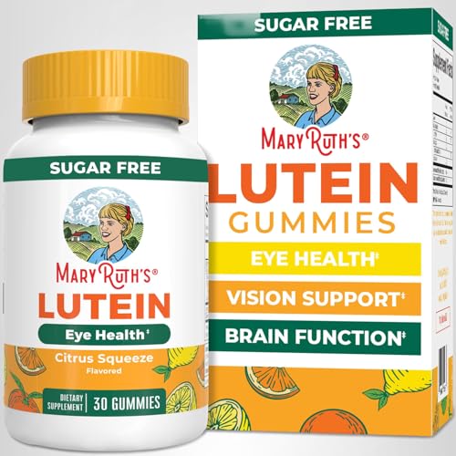MaryRuth's Lutein Gummies serving suggestion on spoon for easy daily routine.