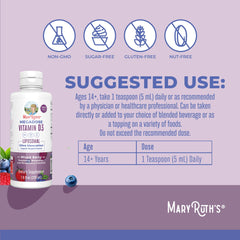 MaryRuth's Megadose D3 Liposomal dropper in action for precise daily dosing.