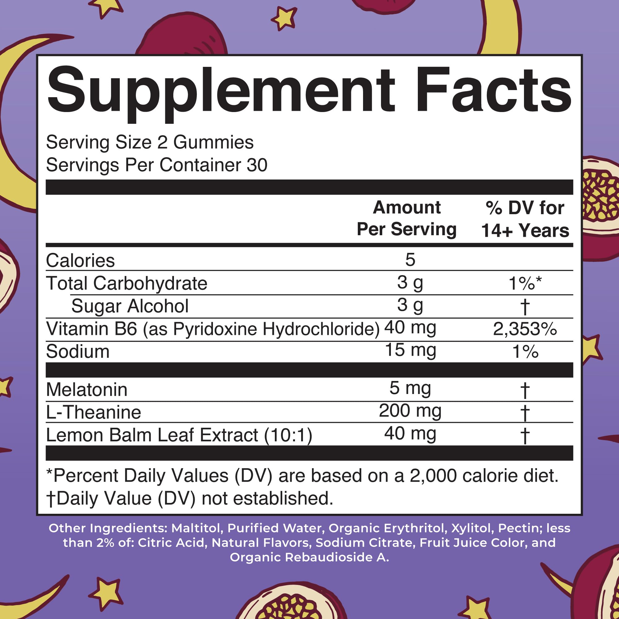 MARYRUTH'S melatonin sleep gummies bottle close-up showing lemon balm and L-Theanine