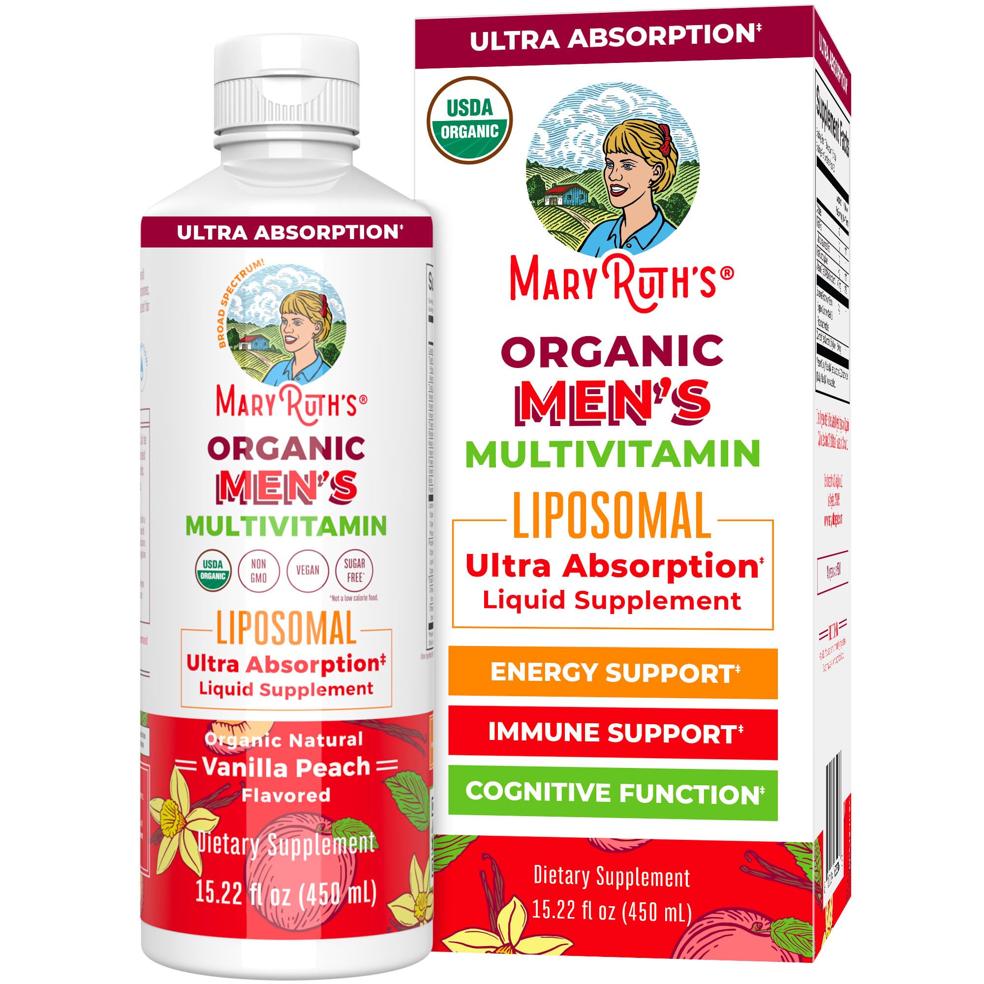 MaryRuth's Men Multivitamin bottle front supports daily wellness with plant-based nutrition.