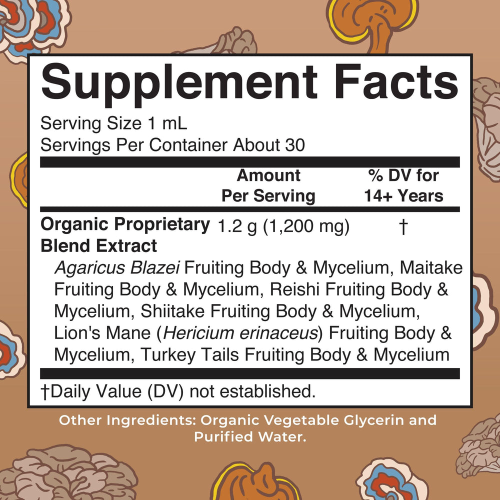 MARYRUTH'S Mushroom Complex drops ready to place directly in the mouth for quick use