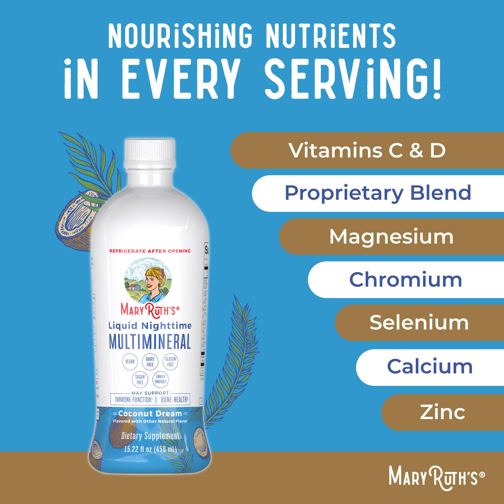 MaryRuth's Nighttime Multimineral kid dose makes family-friendly bedtime supplementation easier.