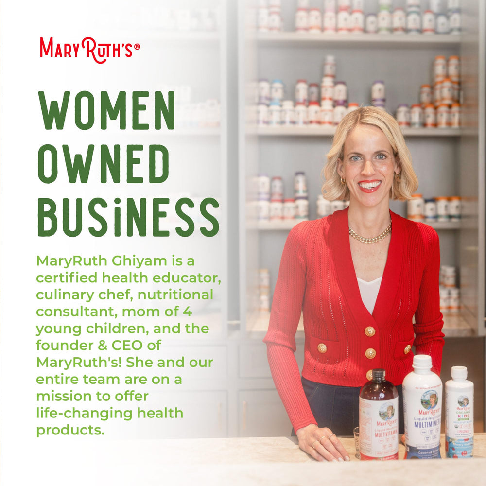 MaryRuth's no-melatonin badge on bottle indicates melatonin-free sleep support.