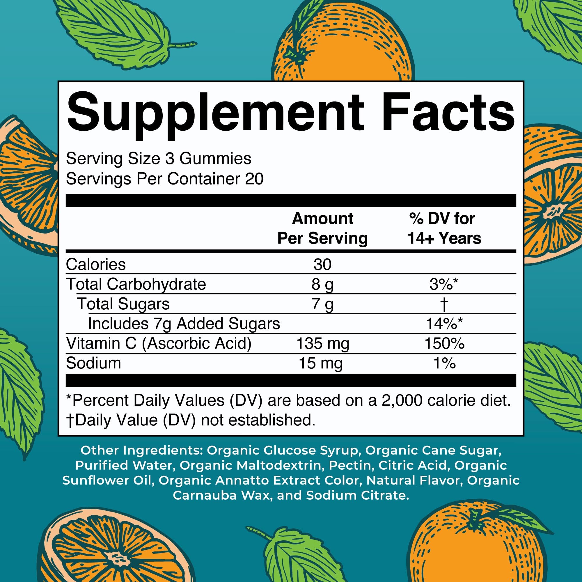 MaryRuth's orange flavor gummies pack highlighting vegan, plant-based vitamin C for everyday wellness.