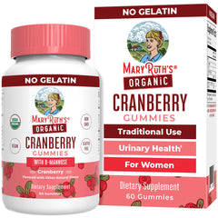 MaryRuth's Organic Cranberry Gummies bottle pour showing daily dosage for urinary health support