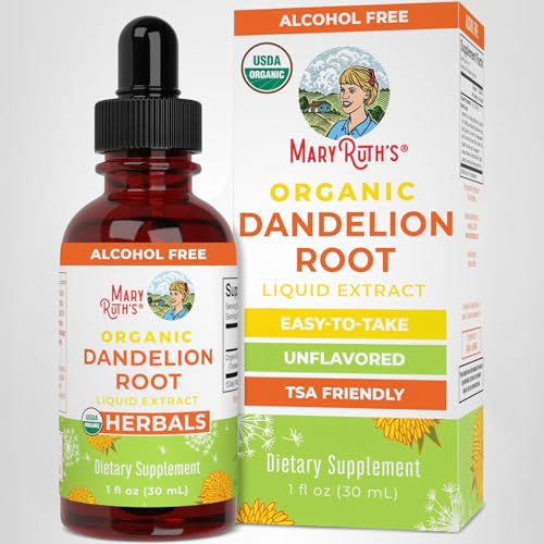 Label detail of MaryRuth's Organic Dandelion Root Liquid showing vegan attributes.