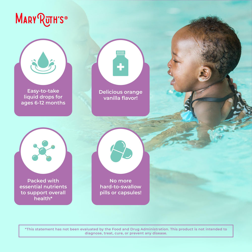 MARYRUTH'S Organics infant multivitamin vegan and gluten-free labeling