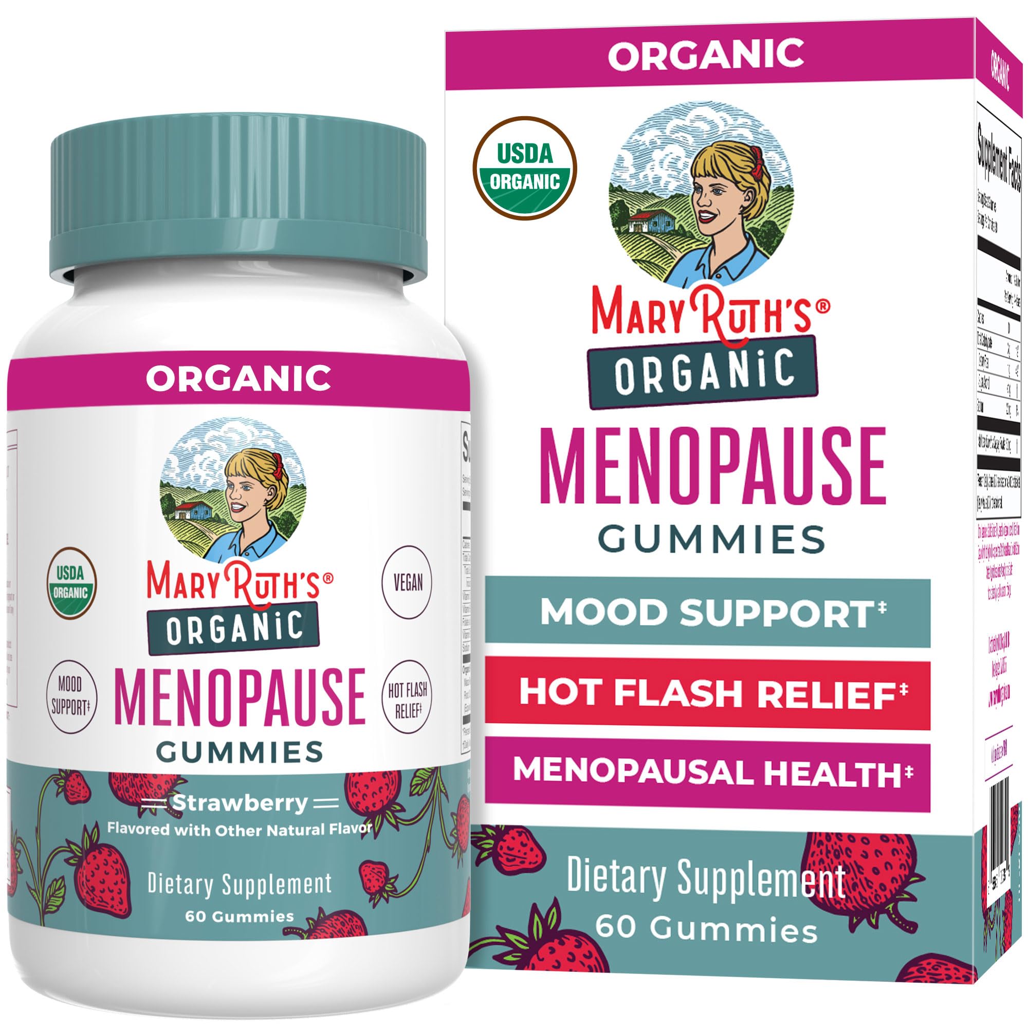 MaryRuth's Organic Menopause Gummies bottle for convenient daily mood support