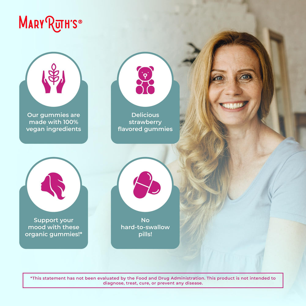 Packaging front displays USDA Organic and non-GMO credentials for MaryRuth's gummies
