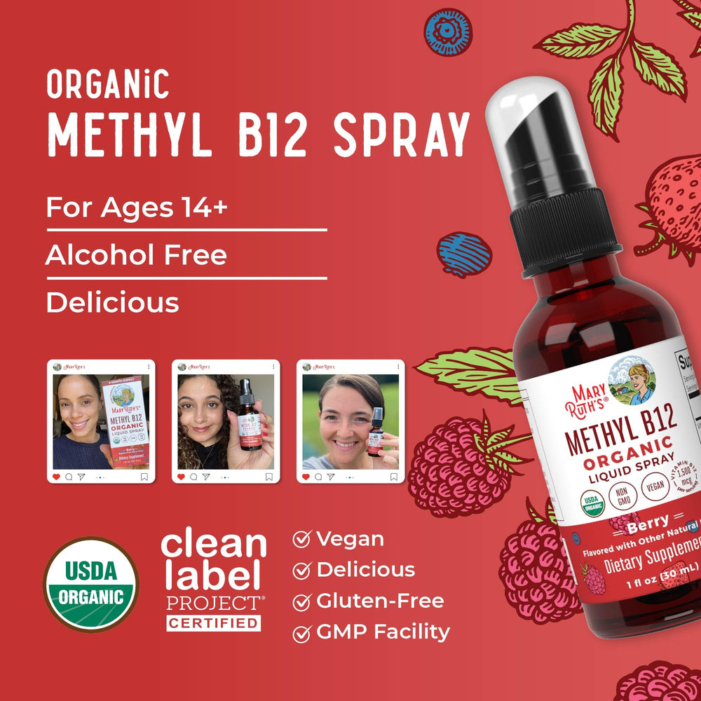 MaryRuth's ingredients list close-up showing methylcobalamin source.
