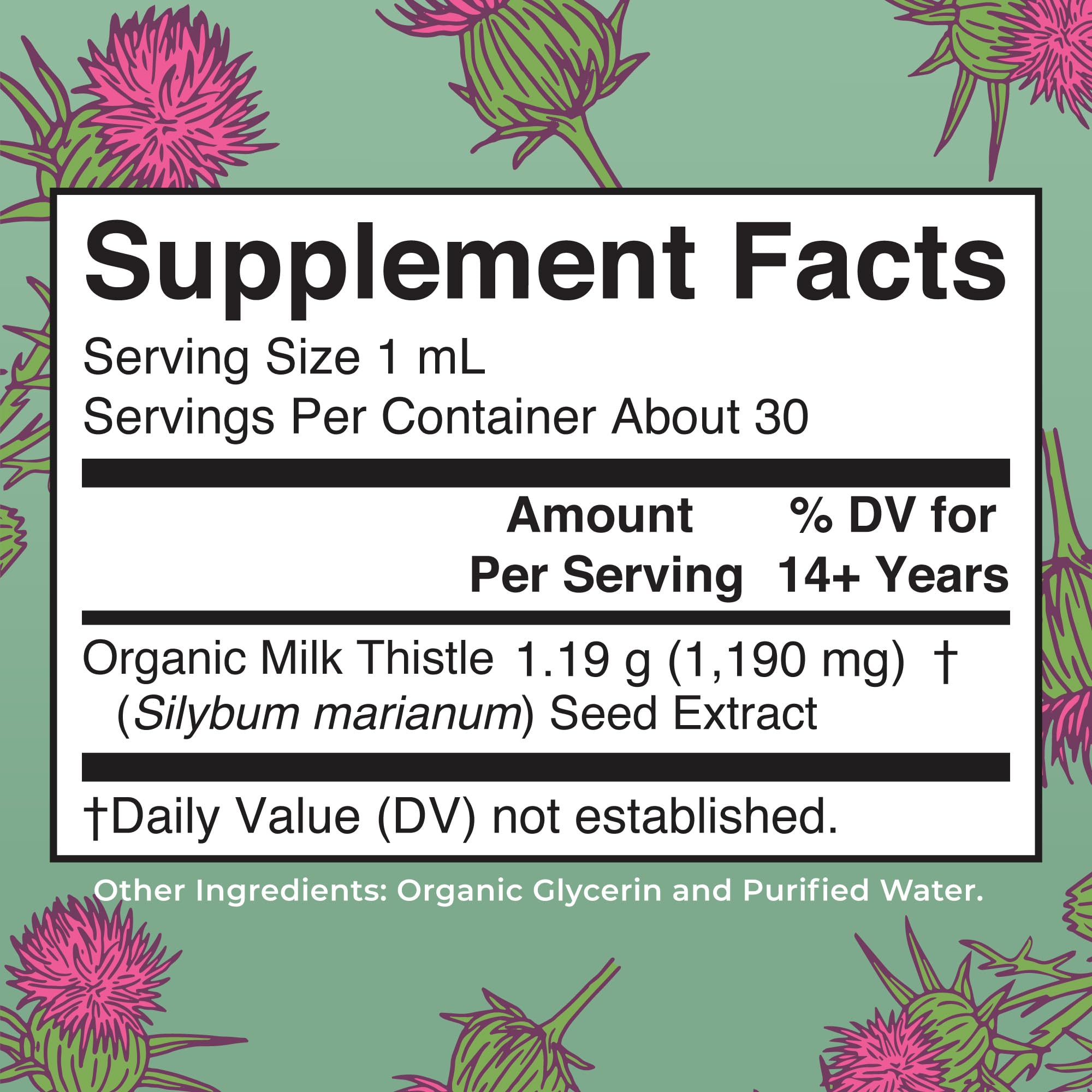 Organic milk thistle drops dispense shot for precise dosing