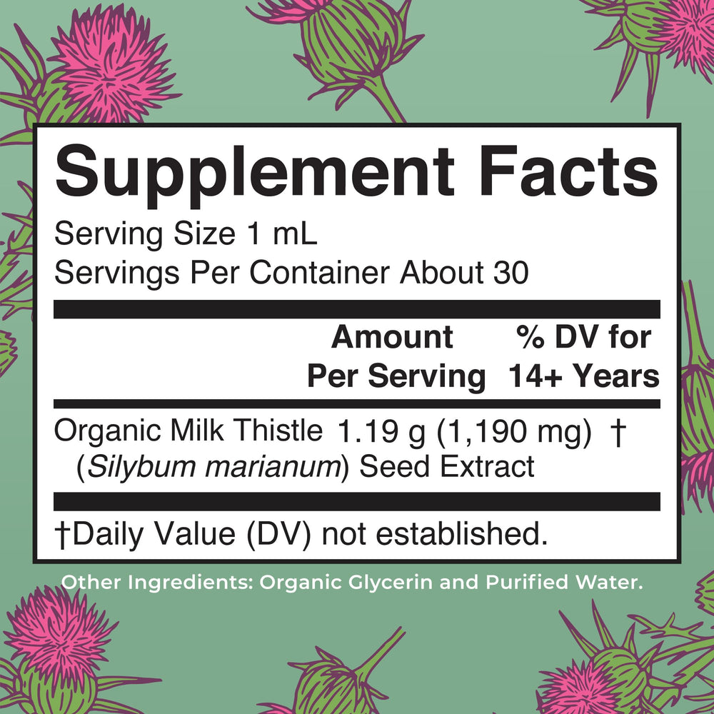 Organic milk thistle drops dispense shot for precise dosing