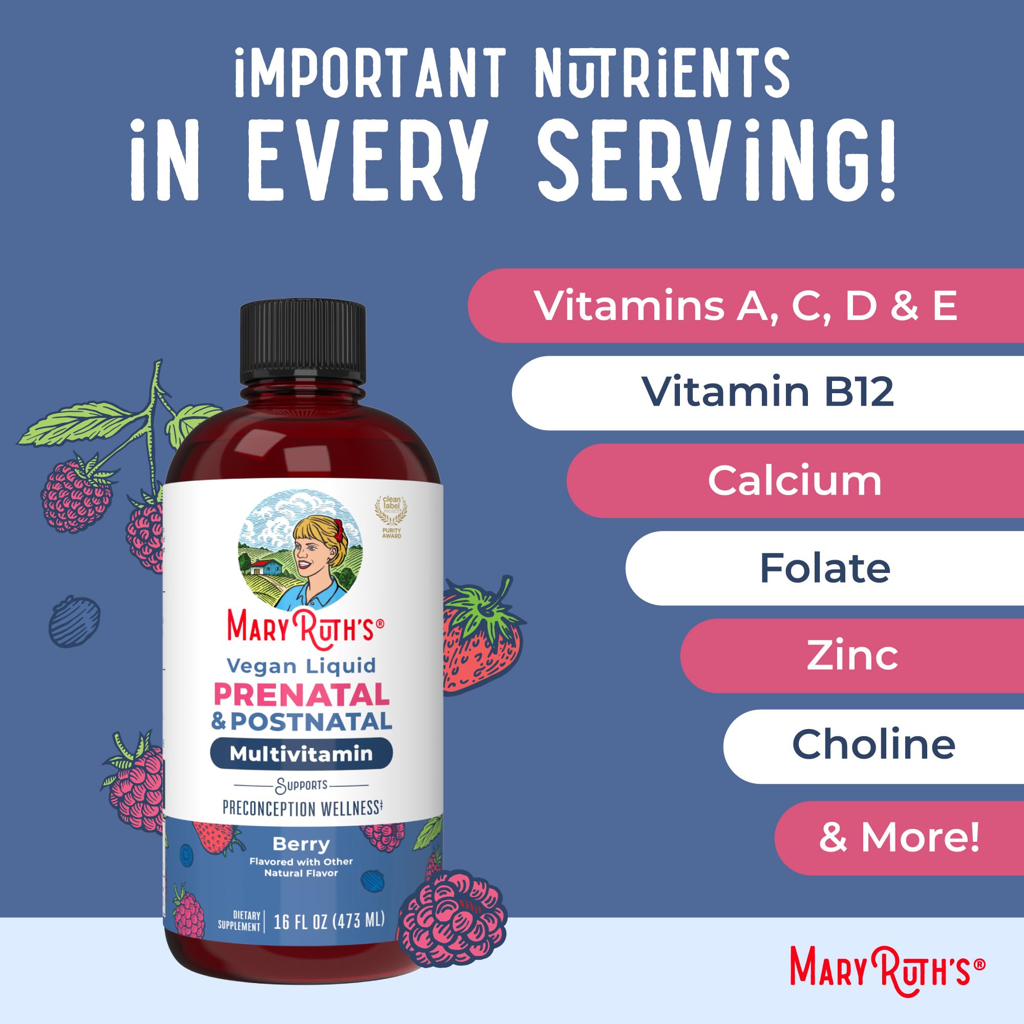 MARYRUTH'S organic/non-GMO banner reinforces clean-label, allergen-conscious nutrition.