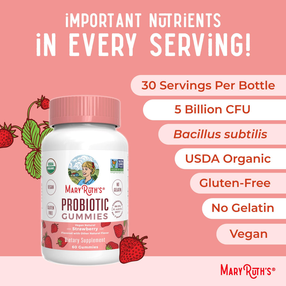 MARYRUTH'S probiotic gummies gluten-free formulation