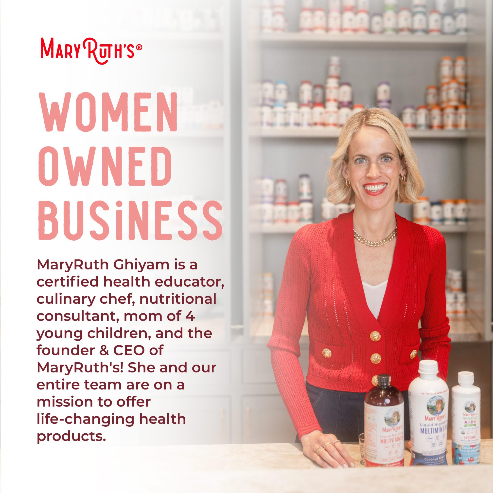 MARYRUTH'S vegan gummies cap and label close-up