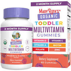 MARYRUTH'S Organic Toddler Multivitamin Gummies bottle displayed for daily kid nutrition.