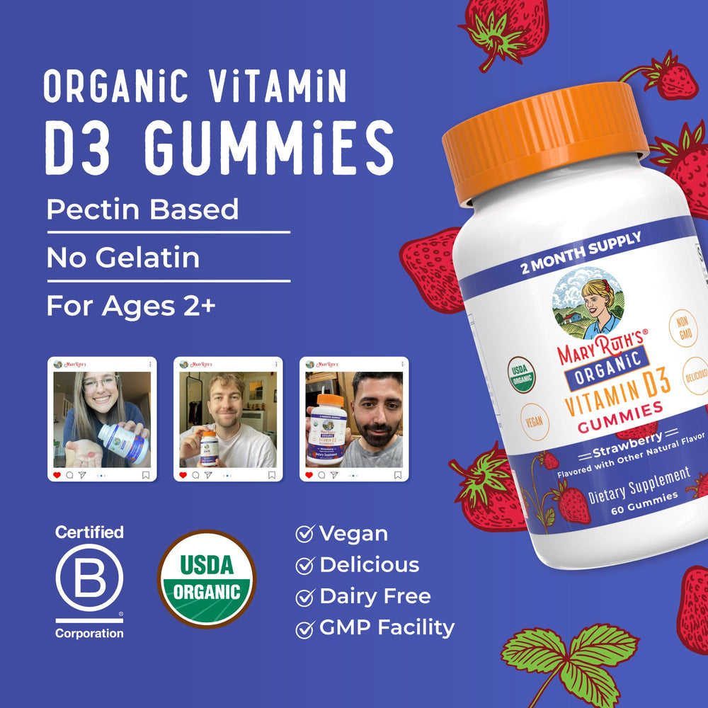 MaryRuth's Organic Vitamin D3 Gummies vegan formula without gelatin
