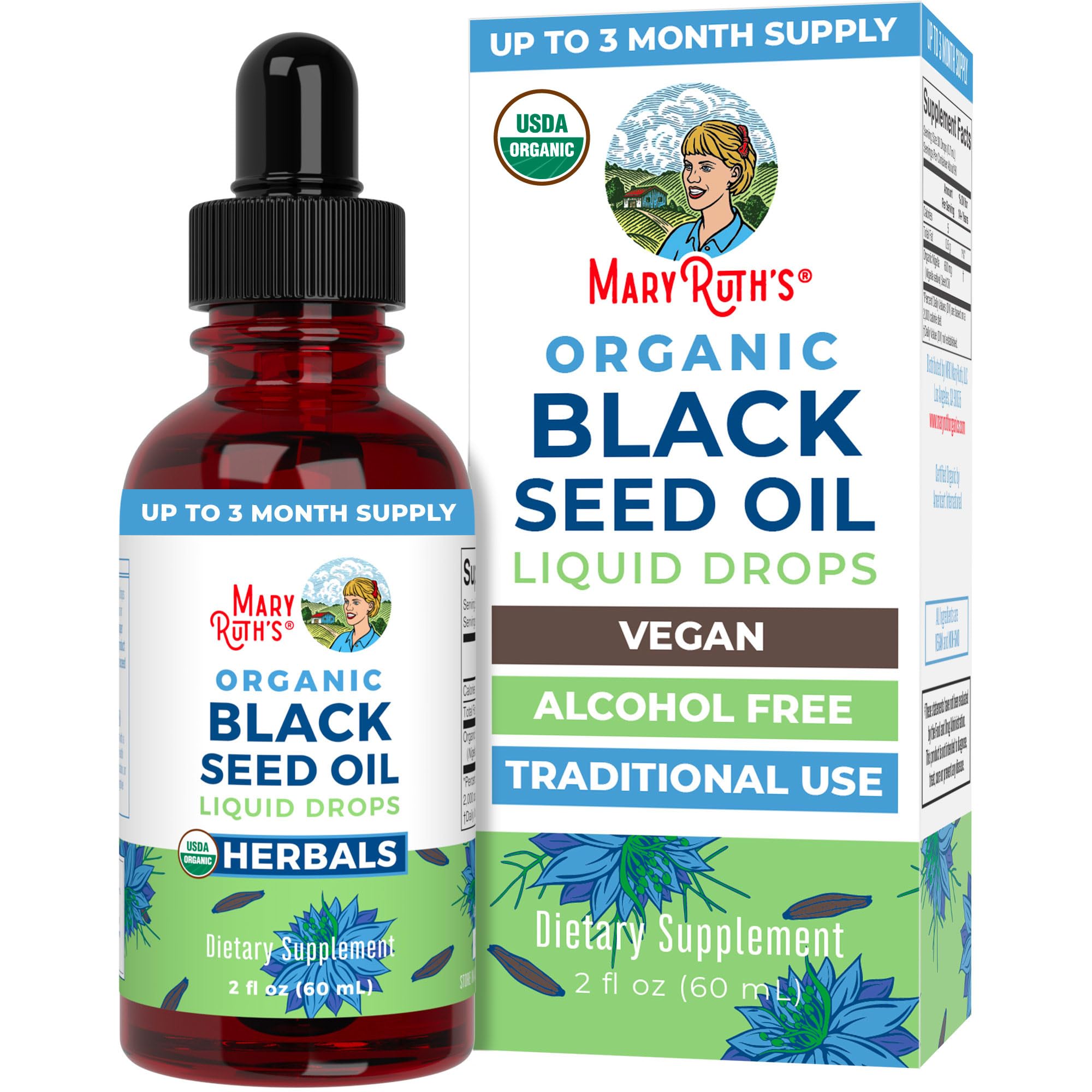 MARYRUTH'S Organics Black Seed Oil Drops bottle ready for daily use.