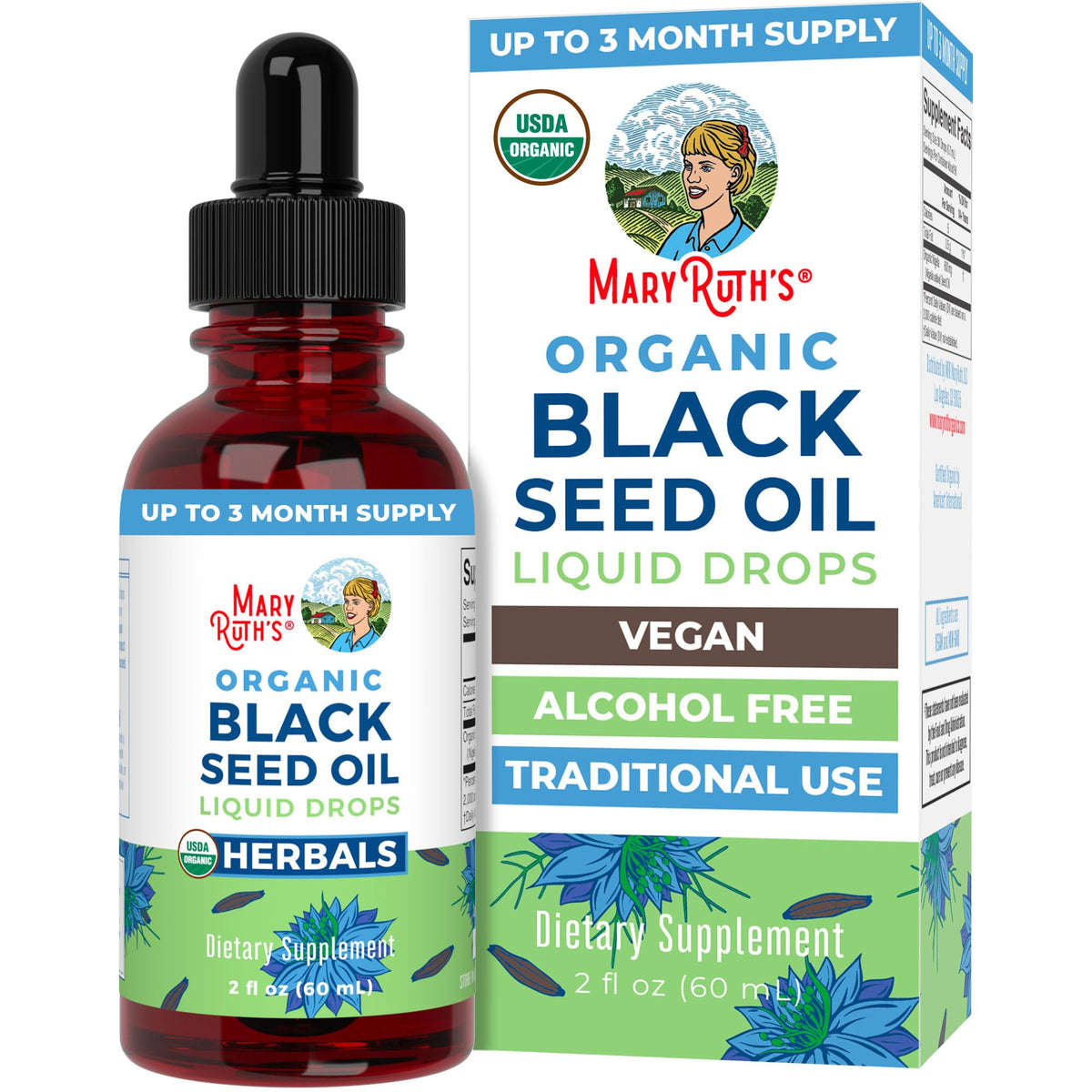 MARYRUTH'S Organics Black Seed Oil Drops bottle ready for daily use.