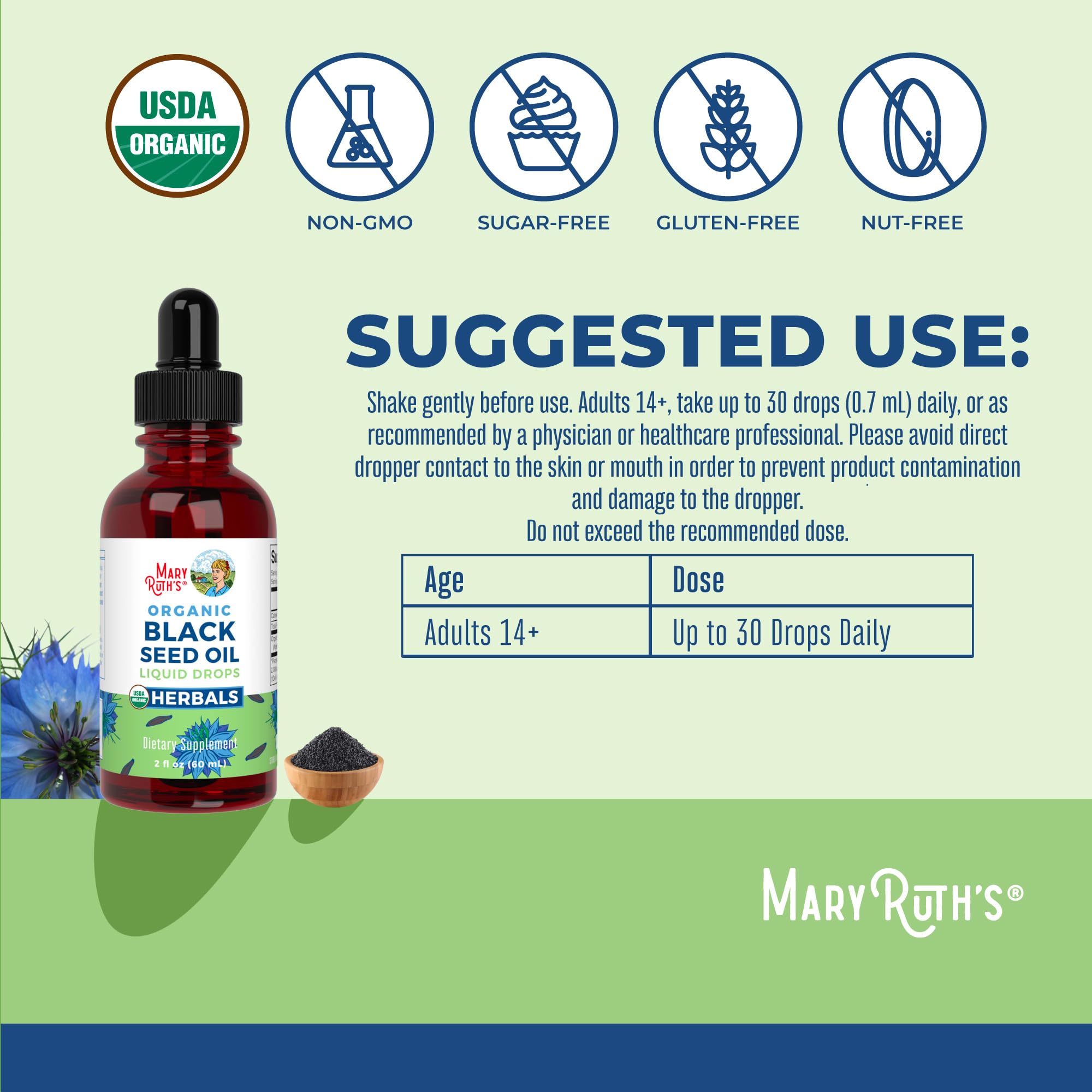 MaryRuth's dropper provides precise 1 mL servings.