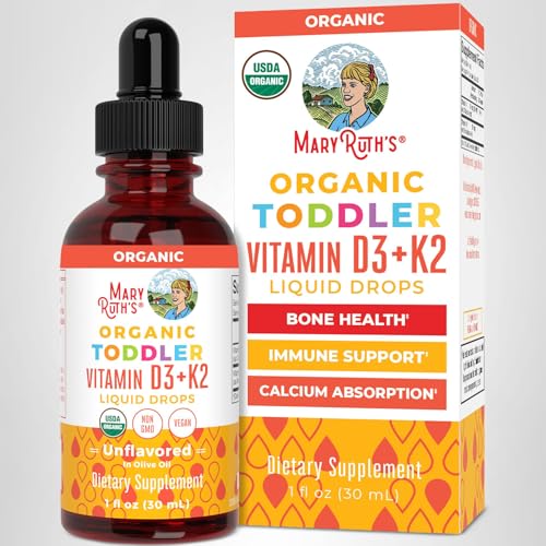 MARYRUTH'S Organics D3+K2 vegan formula drops for kids.