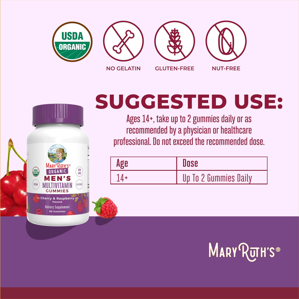 MaryRuth Organics label shows USDA Organic and vegan certification for daily use.