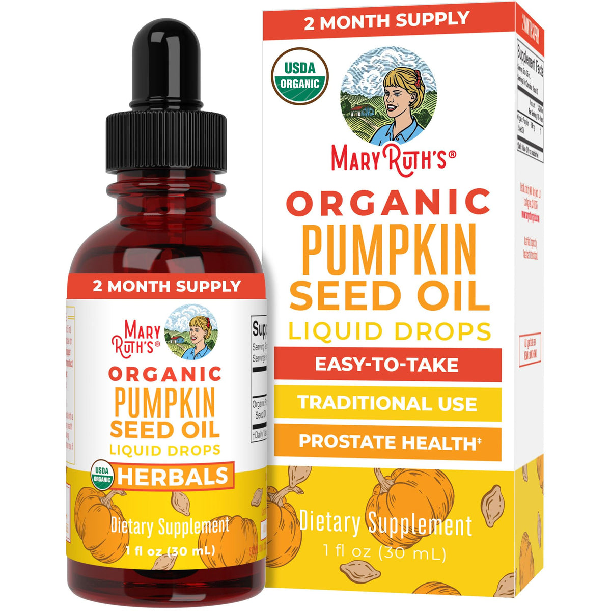 MARYRUTH'S Organics Pumpkin Seed Oil bottle of drops for easy daily dosing