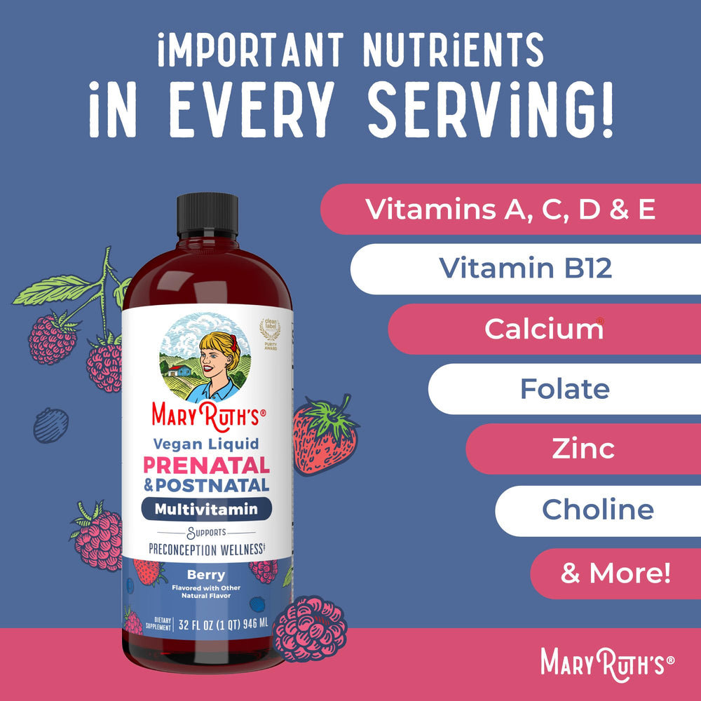 MARYRUTH'S prenatal ingredients note emphasizes folate and selenium.