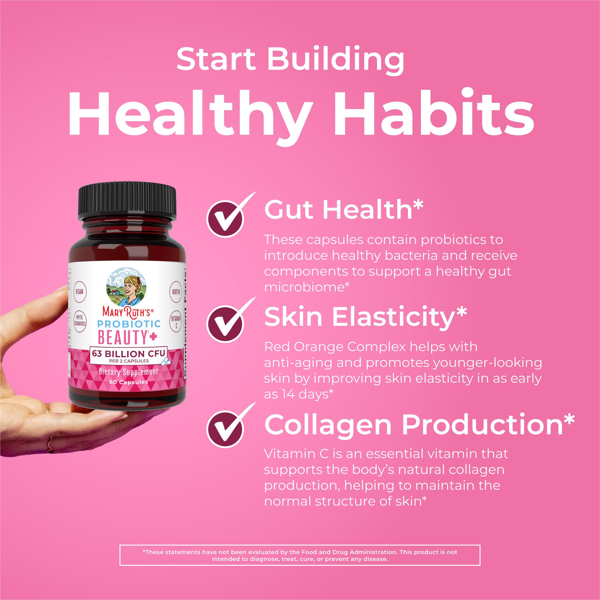 MaryRuth's Probiotic Beauty bottle with gloss for premium packaging.