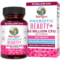 MaryRuth's Probiotic Beauty capsules bottle for vegan skin and gut support.
