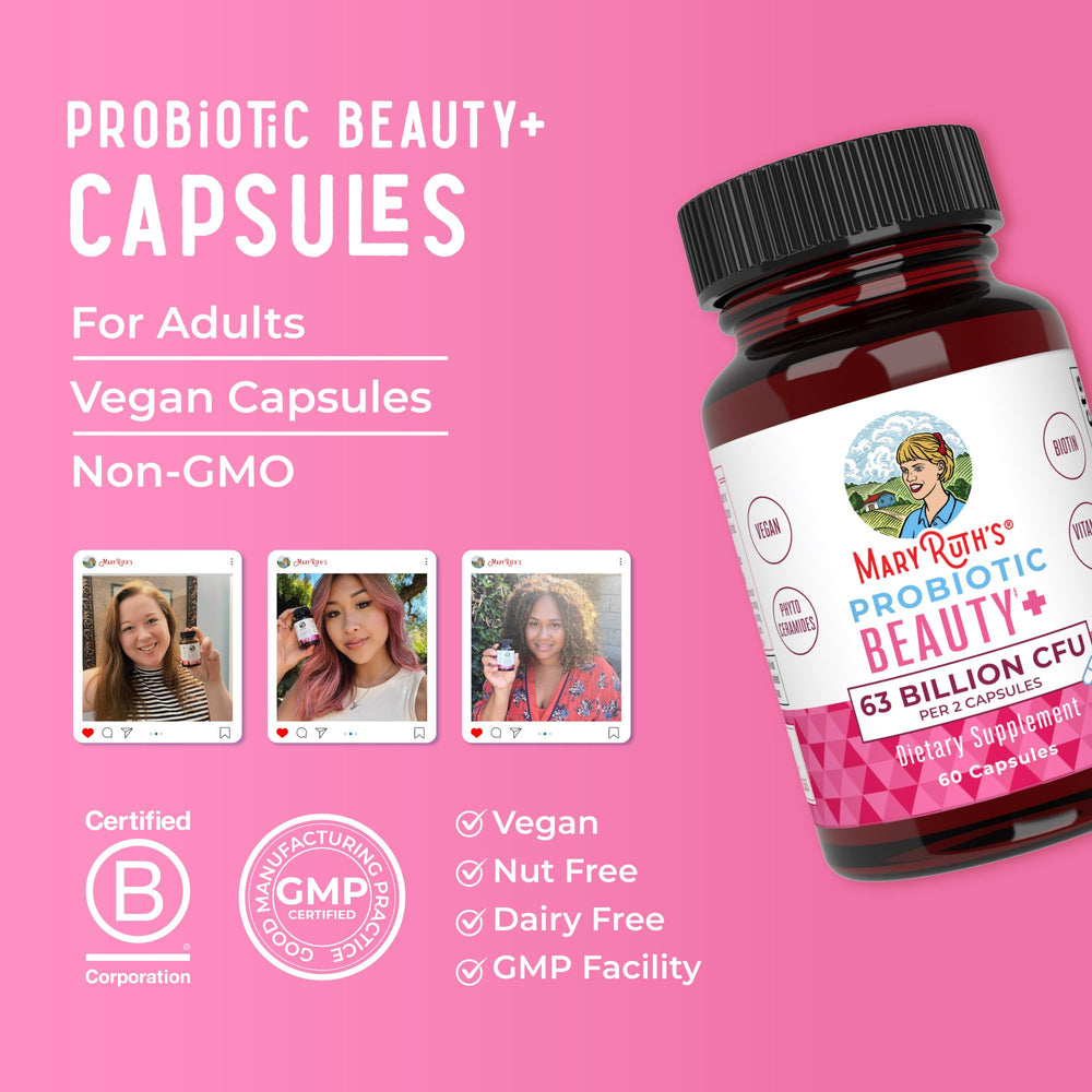 MaryRuth's Probiotic Beauty capsules visual for gut health support.