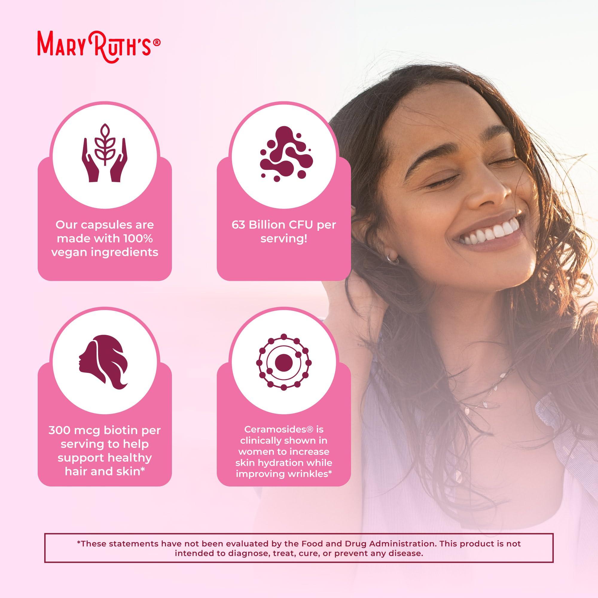 MaryRuth's Probiotic Beauty capsules in morning routine use.