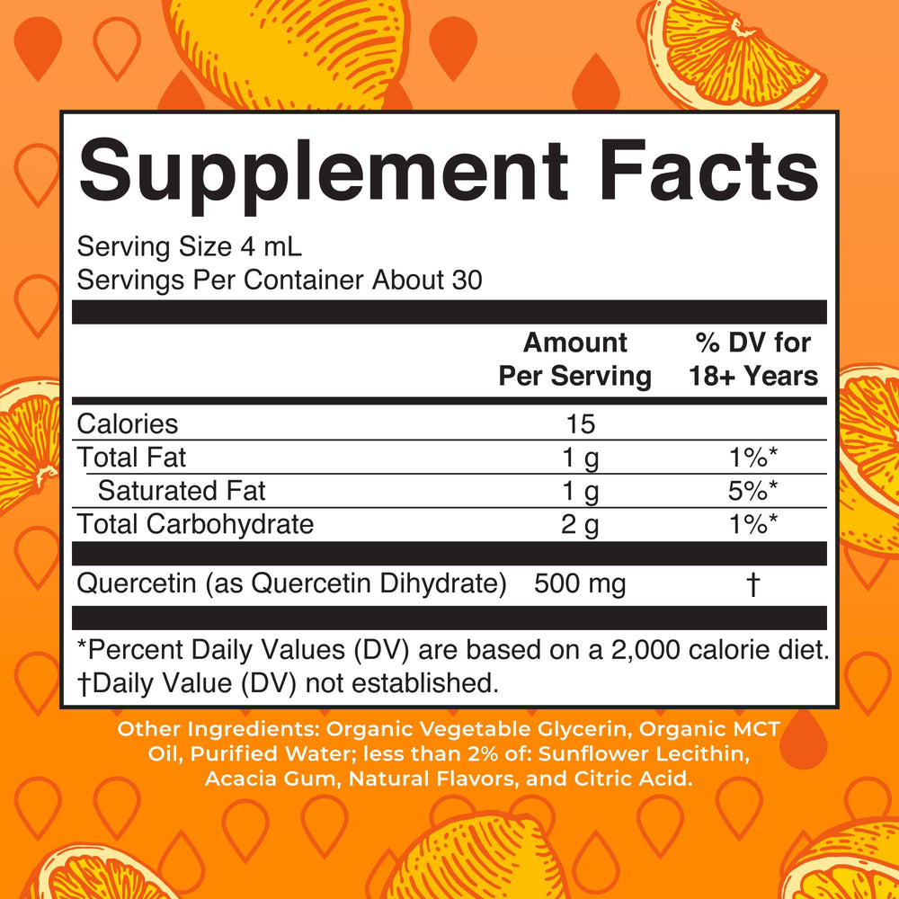 Close-up of dropper releasing drops for convenient dosing with MaryRuth's Quercetin Liquid Drops.
