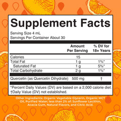 Close-up of dropper releasing drops for convenient dosing with MaryRuth's Quercetin Liquid Drops.