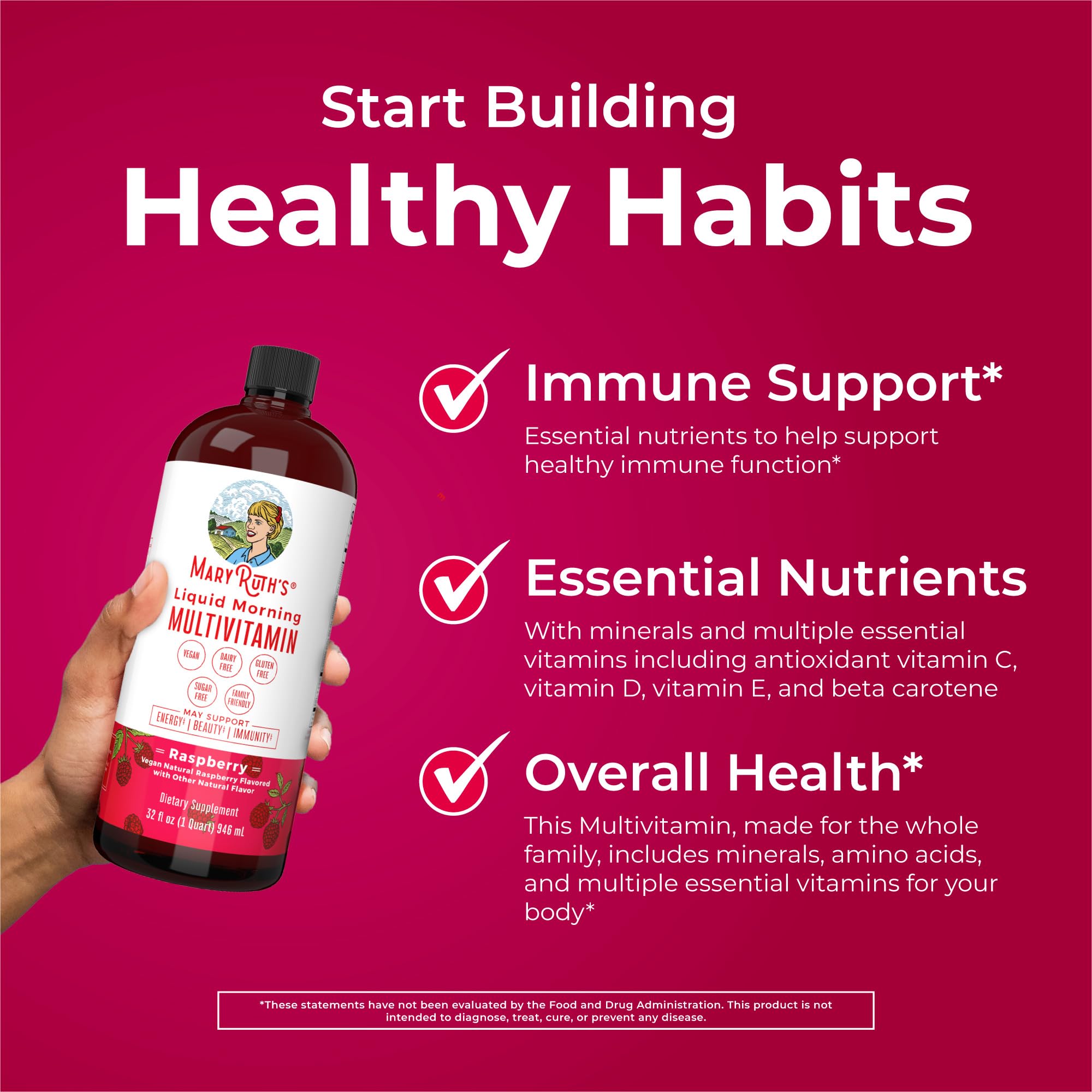MaryRuth's Raspberry multivitamin added to a smoothie for a convenient nutrient boost