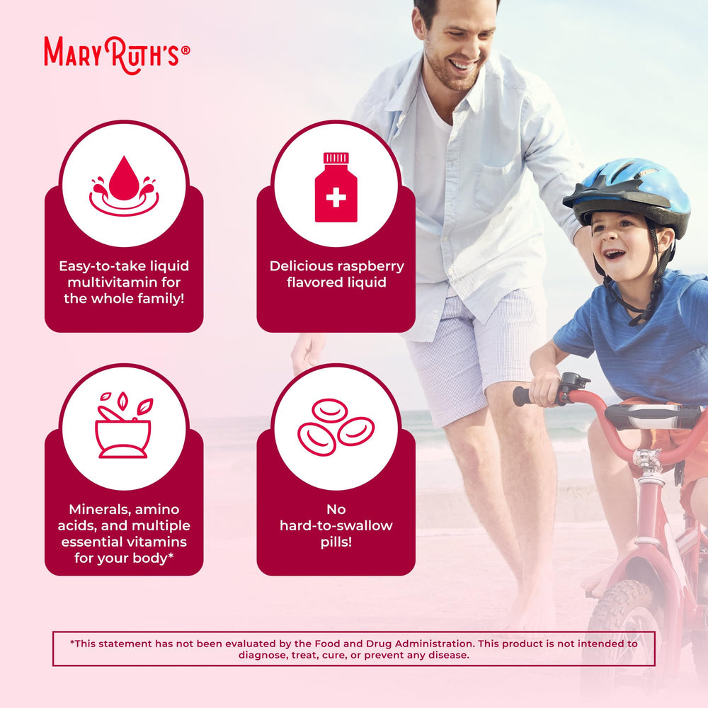 MaryRuth's Raspberry multivitamin highlights C, D, E and B vitamins and beta carotene
