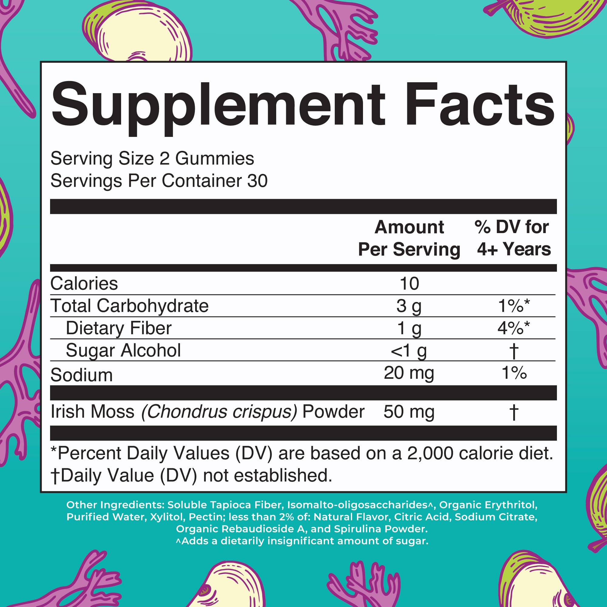 MaryRuth's Sea Moss Gummies 50mg serving closeup highlights daily moss intake